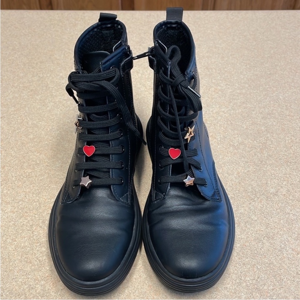 GEOX Phaolae Respira ankle boots biker combat size 36/6 worn once black girls - Picture 4 of 5